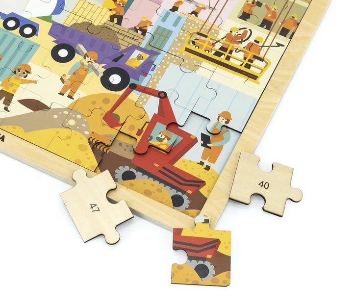 Puzzle PolarB Viga na podkładce 48 el. poznajemy Maszyny budowlane 44585 (6971608445859) - obraz 4