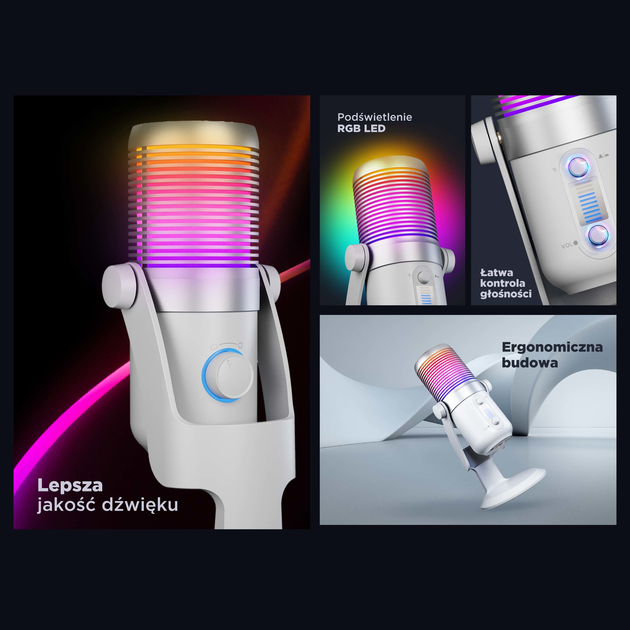 Mikrofon Rampage DİYEZ Beyaz RGB White (8680096139253) - obraz 14