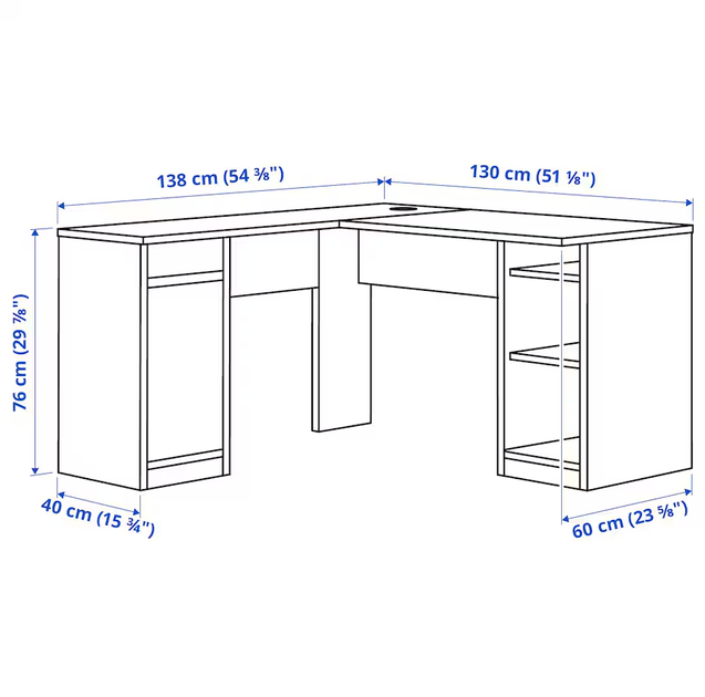 Кутовий комп'ютерний стіл KJELLARNE IKEA 206.136.78 - зображення 7