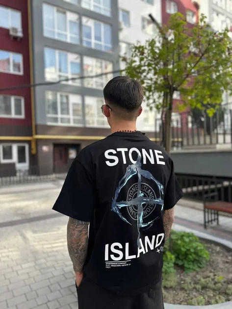 Футболка Stone Island с логотипом с обеих сторон, черная.Размер M. - Фото 3 Футболка Stone Island с логотипом с обеих сторон, черная.Размер M. - изображение 3