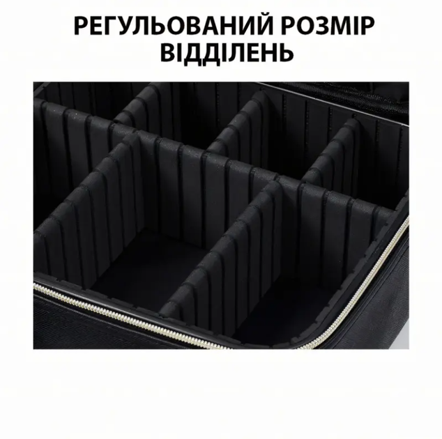 Органайзер для косметики TOPA с LED зеркалом и ручкой для переноски Дорожная косметичка бьюти-кейс с подсветкой Черный - изображение 5