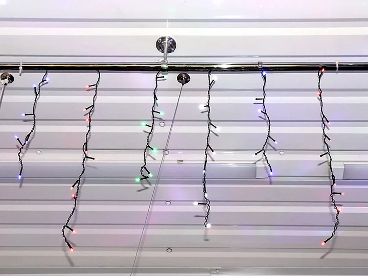 Гирлянда Дождь черный провод прозрачная коническая лампа 3 м 120 LED (микс) 120-SHORT-CURTAIN-3M-M - изображение 5