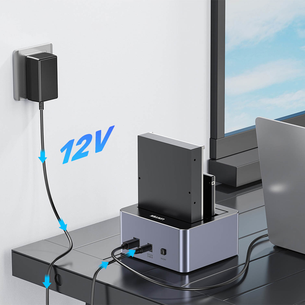 Станція клонування Unitek Y-3026GY01-EU для SSD/HDD 2 x SATA 2.5''/3.5'' USB 3.0 5Gbps - зображення 12