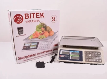 Весы электронные торговые 55кг 4В металлические кнопки BITEK YZ-982S - Фото 2 Весы электронные торговые 55кг 4В металлические кнопки BITEK YZ-982S - изображение 2