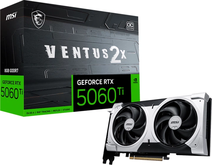 Відеокарта MSI PCI-Ex GeForce RTX 5060 Ti VENTUS 2X OC PLUS 8GB GDDR7 (128bit) (2617/28000) (HDMI, 3 x DisplayPort) (RTX 5060 Ti 8G VENTUS 2X OC PLUS) - зображення 5