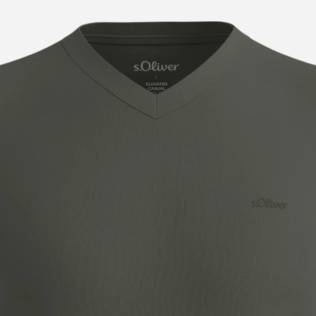 Футболка бавовняна довга чоловіча s.Oliver 10.3.16.12.130.2169626-7940 5XL Хакі (4099977752230) - зображення 4