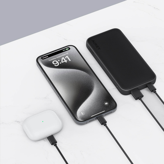 УМБ AUKEY Spark GO 10000 mAh, USB-C 15W, USB-A Grey (PB-Y46) - зображення 5
