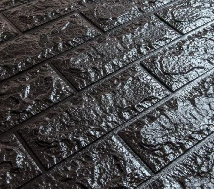 Самоклеющаяся 3D панель под кирпич Чёрный 700x770x3мм 3Д - изображение 4