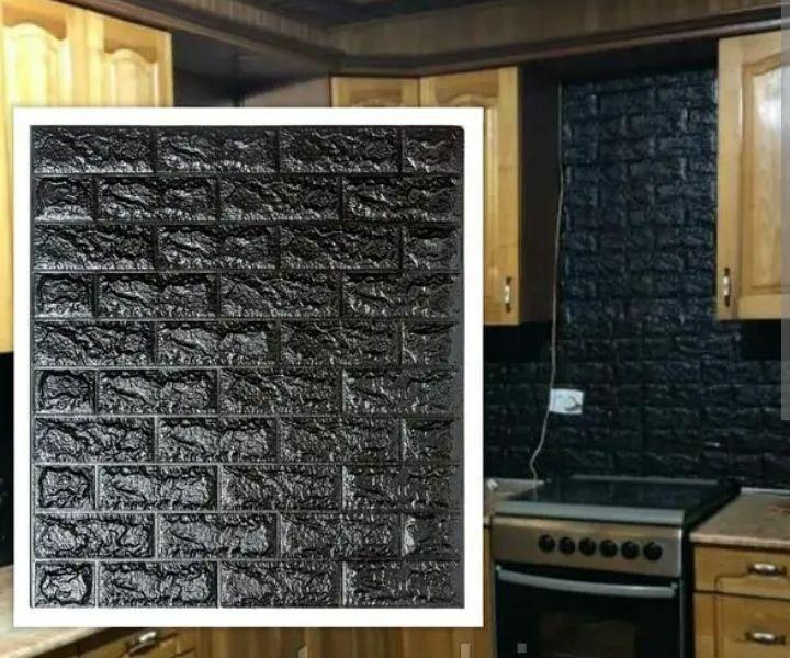 Самоклеющаяся 3D панель под кирпич Чёрный 700x770x3мм 3Д - изображение 8