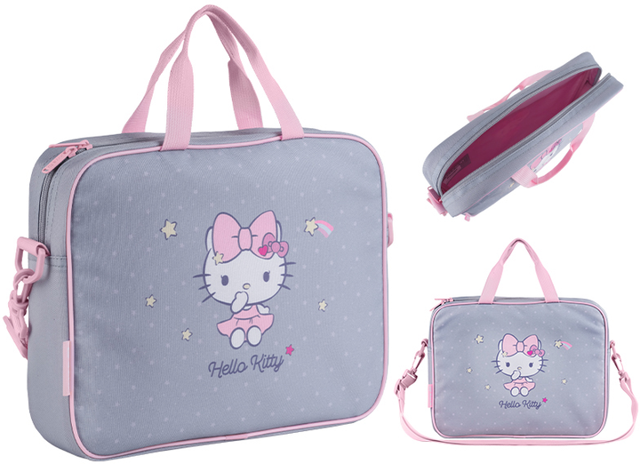Шкільна текстильна сумка Kite Hello Kitty A4 27х34х7 см 1 відділення Сіра (HK25-589-1) - зображення 2