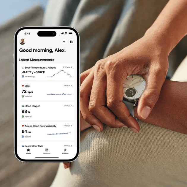 Смарт-годинник Withings ScanWatch 2 38mm Pearl White (HWA10-model 2-All-Int) - зображення 7