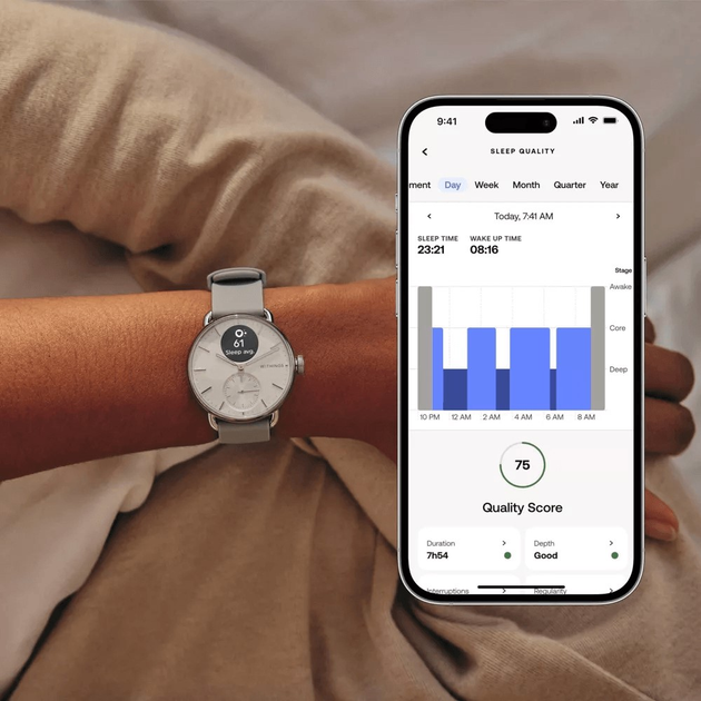 Смарт-годинник Withings ScanWatch 2 38mm Pearl White (HWA10-model 2-All-Int) - зображення 10