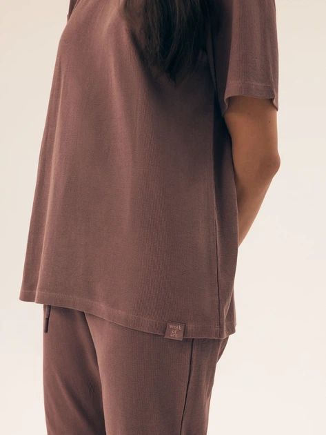 Piżama damska z długimi spodniami i krótkim rękawem bawełniana Henderson Nilsa 43349-84X L Brązowa (5903972548479) - obraz 5