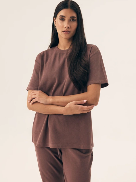 Піжама (футболка + штани) жіноча бавовняна Henderson Nilsa 43349-84X S Коричнева (5903972548455) - зображення 3