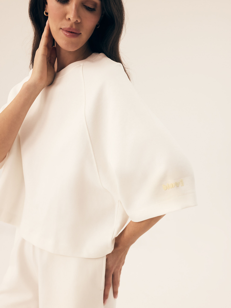 Koszulka damska oversize bawełniana Bloovii Mavere 43066-01X L Kremowa (5903972580196) - obraz 5