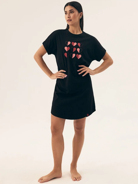 Нічна сорочка жіноча бавовняна великого розміру Henderson Necesito 42652-99X XL Чорна (5903972377529) - зображення 3