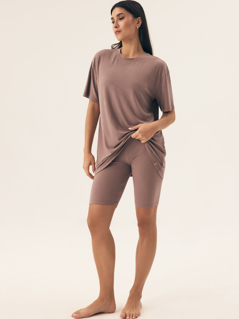 Piżama damska z szortami i krótkim rękawem Henderson Nueva 42682-82X 2XL Brązowa (5903972378878) - obraz 3