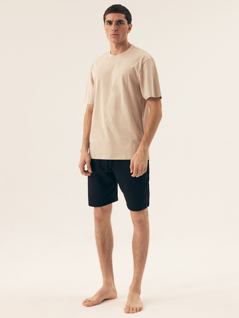 Piżama męska z szortami i krótkim rękawem bawełniana Henderson Origin 42796-99X 2XL Czarny/Beżowy (5903972510988) - obraz 3
