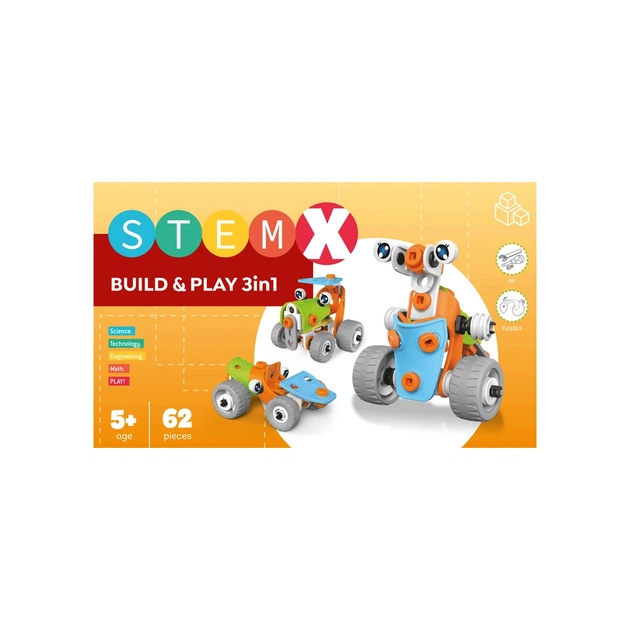 Конструктор Stem с болтами Build&Play 3 в 1 на 62 детали (3858894673261) (817547197) - Фото 3 Конструктор Stem с болтами Build&Play 3 в 1 на 62 детали (3858894673261) (817547197) - изображение 3
