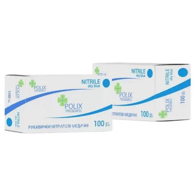 Рукавички нітрилові Polix PRO&MED (100 шт/уп) колір: SKY BLUE S - зображення 1