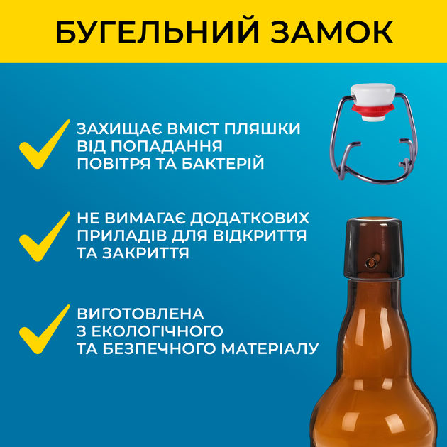 Бутылка Бугельная 0.5 л (стекло) коричневая 16шт - изображение 3