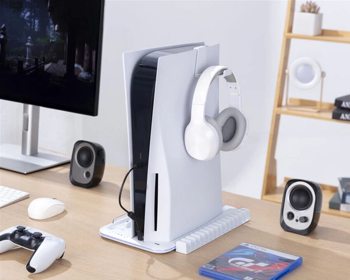 Підставка для PS5 Canyon CS-51 RGB Slim/DE з охолодженням і зарядкою для геймпадів White (CND-CSPS5W-1) - зображення 7