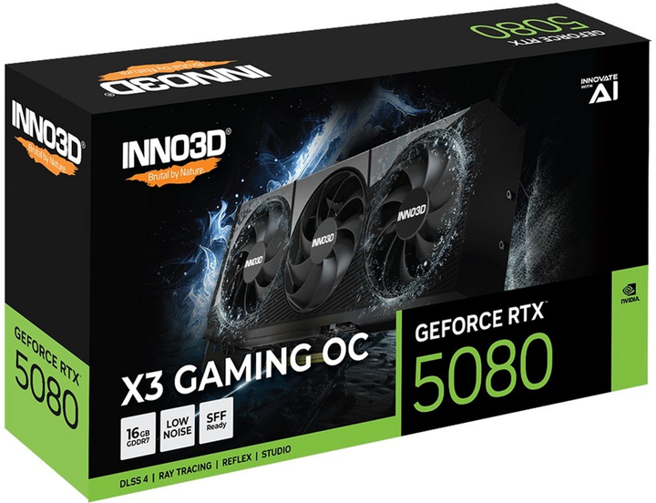 Karta graficzna INNO3D PCI-Ex GeForce RTX 5080 X3 Gaming OC 16GB GDDR7 (256bit) (2700/30000) (HDMI, 3 x DisplayPort) (G50803-16D7X-17603930) - obraz 4
