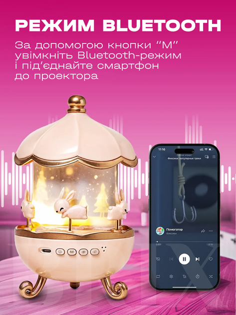 Ночник-проектор 12 проекций, 3 вида света с Bluetooth - изображение 5