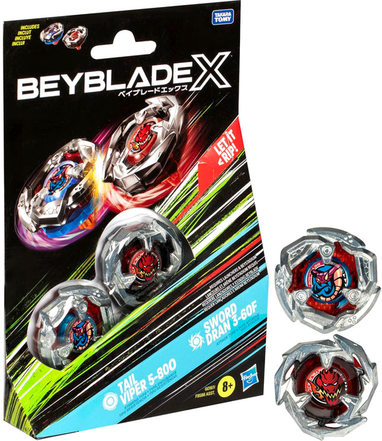 Набір іграшок Hasbro Beyblade X Tail Viper 5-80O Dran 3-60F Top Dual Pack G0197ES0 (5010996259295) - зображення 3