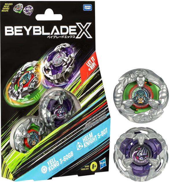 Zestaw zabawek Hasbro Beyblade X Yell Kong 3-60GB i Helm Knight 5-80T Top Dual Pack G0198ES0 (5010996260130) - obraz 3