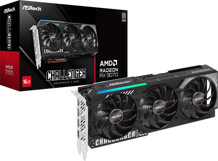 Karta graficzna ASRock PCI-Ex Radeon RX 9070 Challenger 16GB GDDR6 (256bit) (2520/20000) (1 x HDMI, 3 x DisplayPort) (90-GA5NZZ-00UANF) - obraz 6