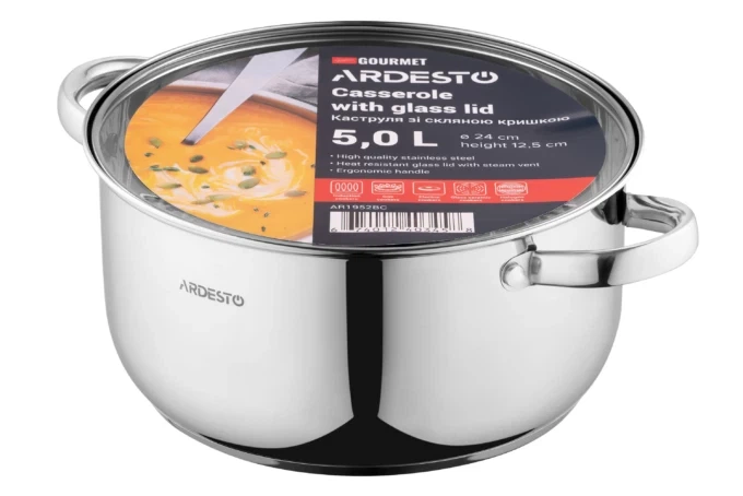 Каструля Ardesto Gemini Gourmet Aosta нержавіюча сталь 24 см 5.2 л (674012403458) - Фото 4 Каструля Ardesto Gemini Gourmet Aosta нержавіюча сталь 24 см 5.2 л (674012403458) - зображення 4