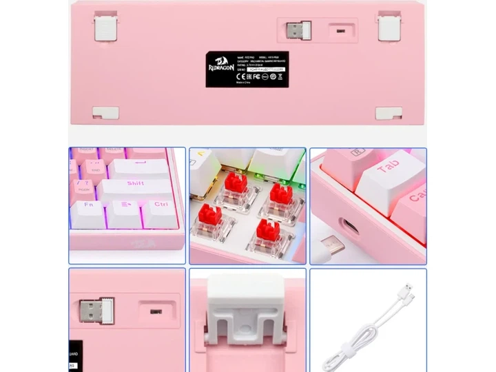 Клавіатура REDRAGON Fizz Pro K616 Pink/White - Фото 5 Клавіатура REDRAGON Fizz Pro K616 Pink/White - изображение 5