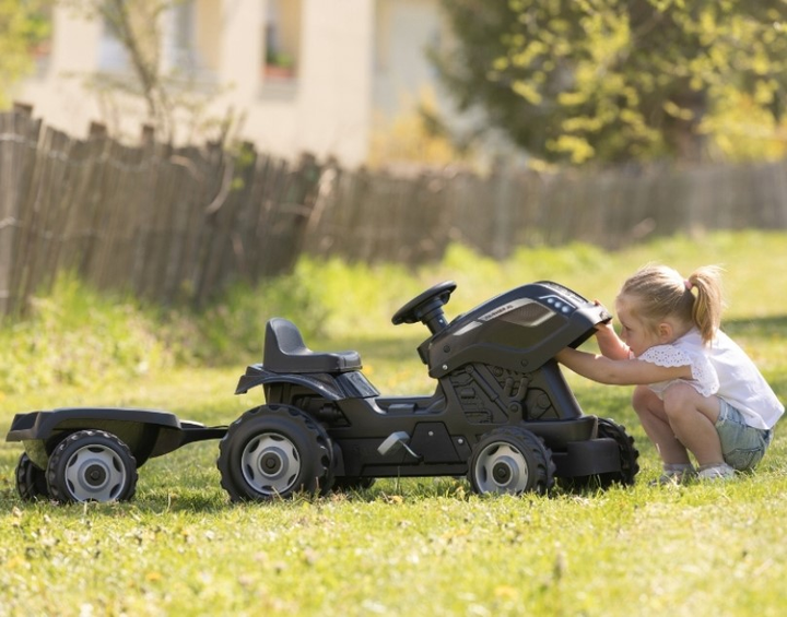 Трактор на педалях Smoby Farmer XL з причепом Чорний 710131 (3032167101310) - зображення 6