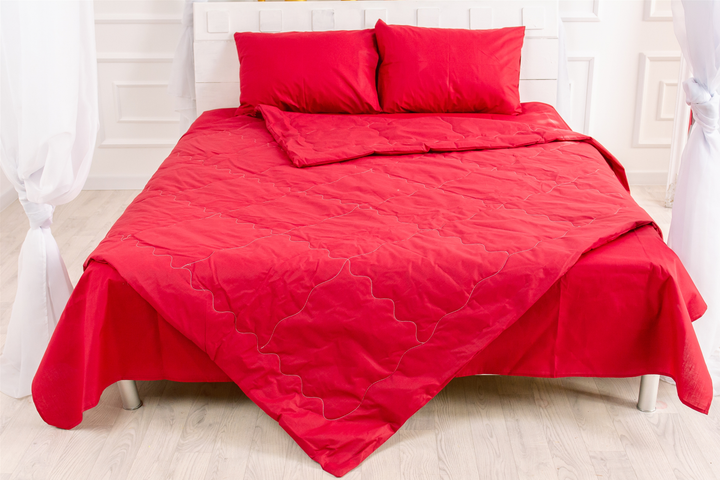 Акція на Літній постільний комплект MirSon №2604 Silk Kapok 19-1655 Edmonda Ковдра + 2 подушки 40x60 + 2 наволочки + простирадло від Rozetka
