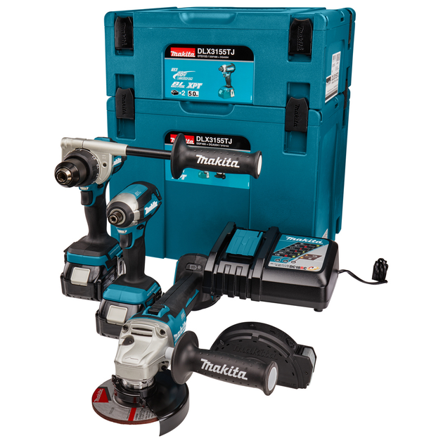 Професійний набір інструментів Makita (DDF486, DTD153, DGA504) : дриль-шуруповерт, ударний гвинтоверт,болгарка (DLX3155TJ) - зображення 4