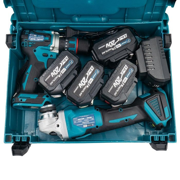 Набор аккумуляторных инструментов PROFI-TEC Combo Set 2/2EXTRA POWERLine DGA36BL,DHP485BL (АКБ 2шт 20V 5Ач + ЗУ) - Фото 10 Набор аккумуляторных инструментов PROFI-TEC Combo Set 2/2EXTRA POWERLine DGA36BL,DHP485BL (АКБ 2шт 20V 5Ач + ЗУ) - изображение 10