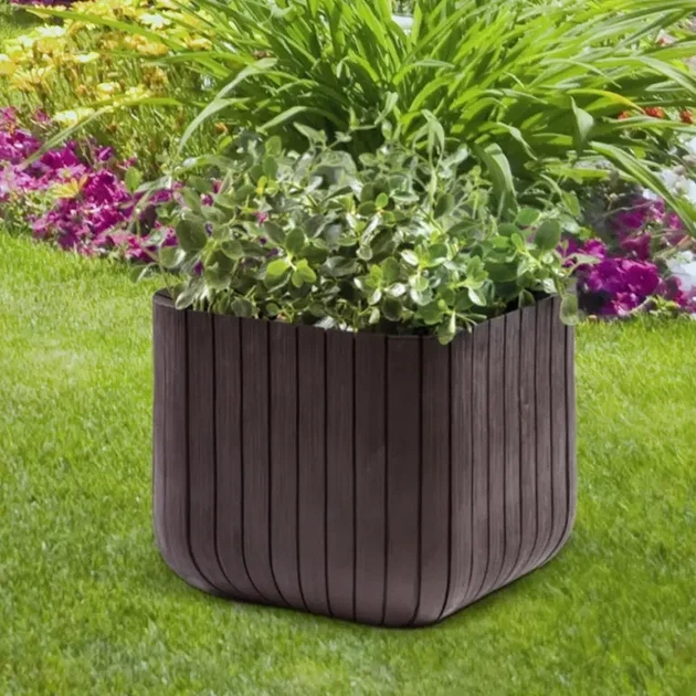 Горшок для цветов (кашпо) Keter Cube Planter L (17201220) Коричневый - изображение 6