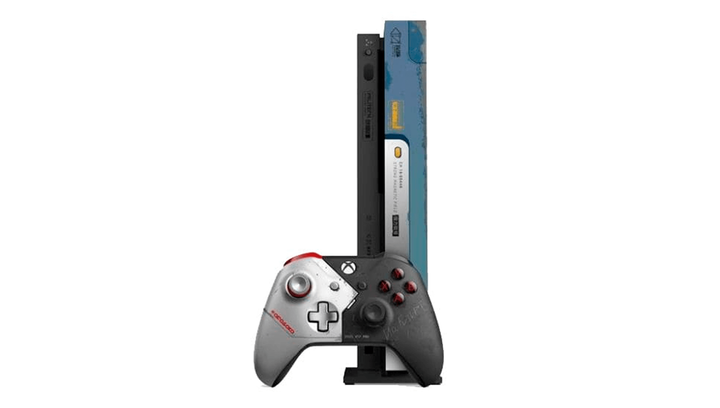 Набор Консоль Microsoft Xbox One X Cyberpunk 2077 Limited Edition 1TB Yellow Blue Б/У + Геймпад Беспроводной Version 2 Black White - изображение 2
