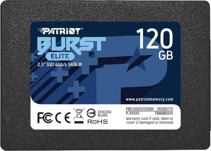 Накопичувач SSD Patriot Burst Elite 120GB 2.5" 7mm SATAIII TLC 3D (PBE120GS25SSDR) - зображення 1