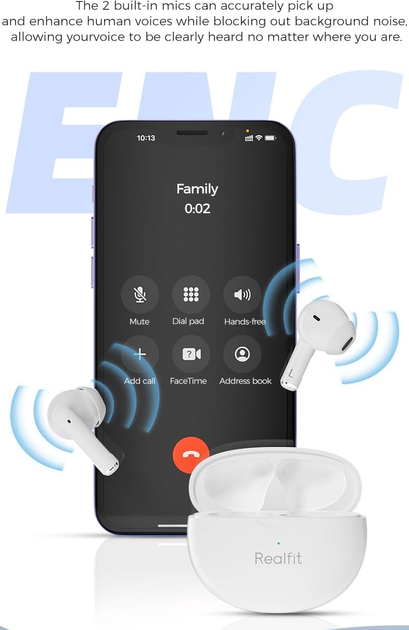 Шумоподавляющие TWS беспроводные наушники Realfit F2 PRO Bluetooth Black - изображение 2