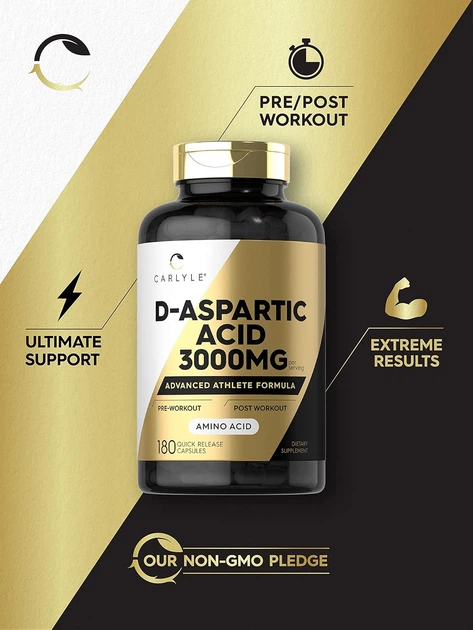 Добавка преміум-класу D-аспарагінова кислота Carlyle D Aspartic Acid 180 капсул - зображення 4