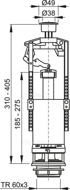 Механизм с кнопкой для слива с стоп-функцией AlcaPlast A2000-CHROM - изображение 2