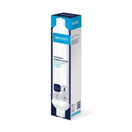 Угольный постфильтр Ecosoft 2x10" для фильтров обратного осмоса CHV2010ECOPKG (трубка 1/4") - Фото 3 Угольный постфильтр Ecosoft 2x10" для фильтров обратного осмоса CHV2010ECOPKG (трубка 1/4") - изображение 3