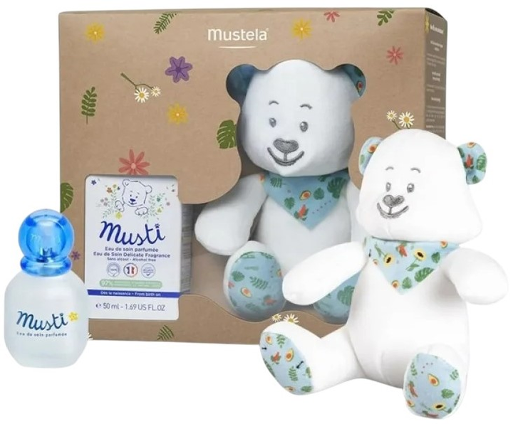 Набір для догляду за дітьми Mustela Musti Ароматична вода 50 мл + Плюшевий ведмедик (8436034154365) - зображення 2