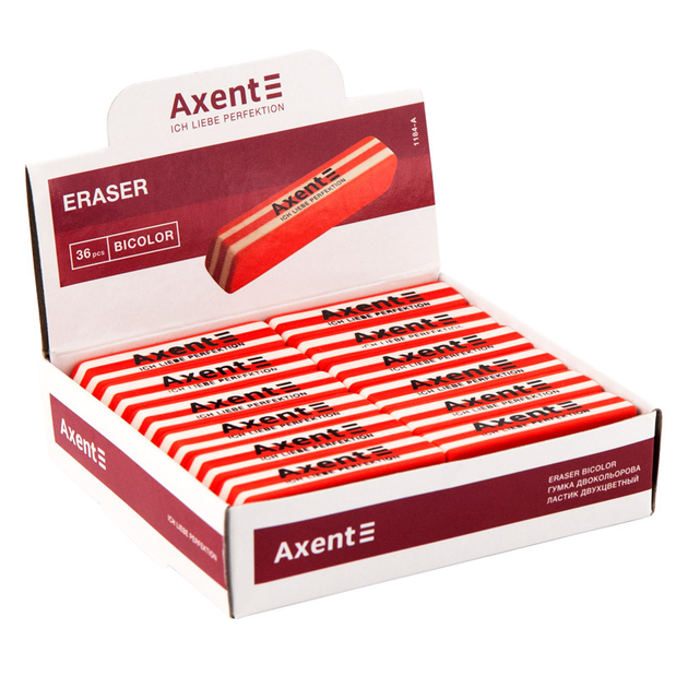 Комплект 36 шт. Гумка м'яка Axent 1184-A двокольорова 4250266281378 - зображення 2