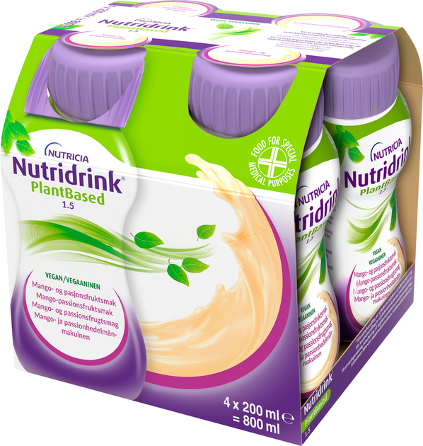 Ентеральне харчування Nutricia Nutridrink Plant Based Mango-Passion fruit 200 г х 4 шт (8716900584022) - зображення 1