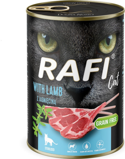 Вологий корм для стерилізованих котів Dolina Noteci Rafi Cat з ягням 400 г (5902921311201) - зображення 2