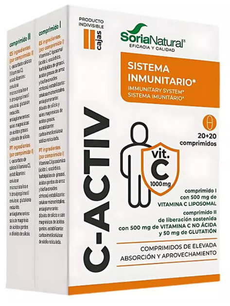 Дієтична добавка Soria Natural C-Activ witamina C 1000 мг 20+20 таблеток (8422947112004) - зображення 1