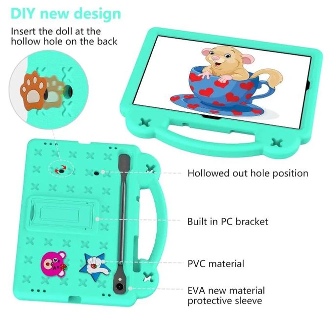 Детский чехол Junior Case Tablet на Samsung Galaxy Tab S9 (11") / бирюзовый - Фото 2 Детский чехол Junior Case Tablet на Samsung Galaxy Tab S9 (11") / бирюзовый - изображение 2